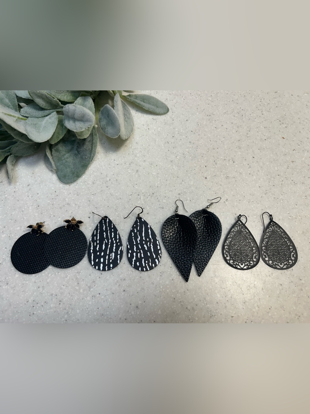 Black Leather Earring Bundle | 2 Authentic Nickel & Suede + 2 Boutique Pairs